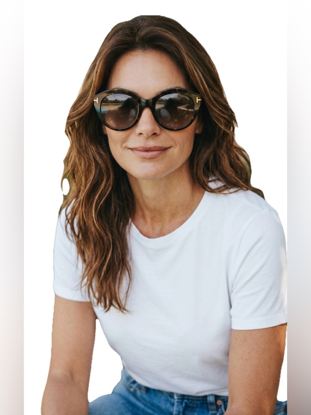 Tom Ford Round Tortoiseshell Rosanna TF611 Sunglasses with Gold Accents
